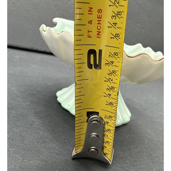 Vtg Lefton Shell Dish Hand Painted Floral 5066 Trinkets Rings Soap Pedestal Blue - Picture 7 of 8